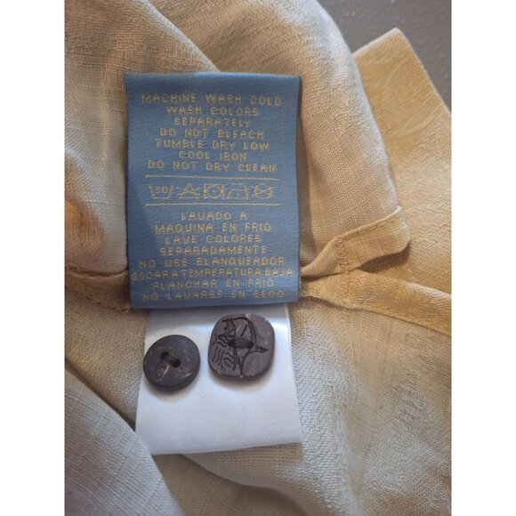 Bermuda Bay Men Silk Button Up Shirt M Yellow Short Sleeve Tropical Design Beach - Picture 6 of 8